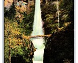 Multnomah Falls w Footbridge Columbia River Oregon OR UNP DB Postcard O17 - £2.33 GBP