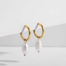 Minimalist Eardrop  Small Hoop Earrings for Women Gold Color Stainless Steel Cir - £10.50 GBP