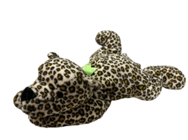 Ty Pillow Pals Speckles 1996 vintage plush leopard cheetah cat green bow ribbon - $8.90