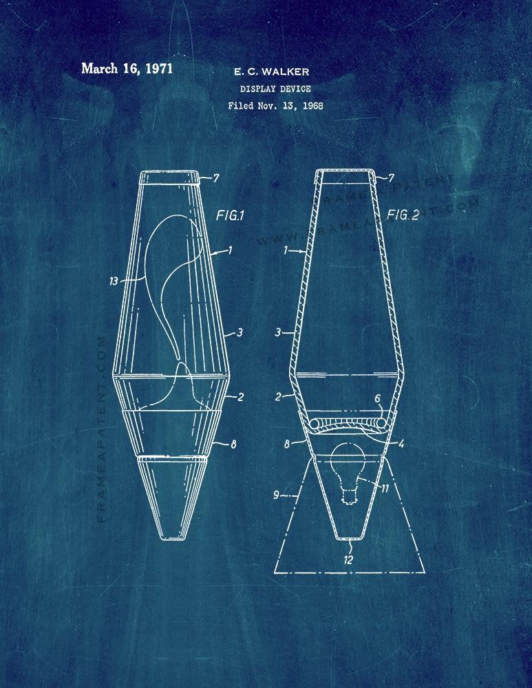 Lava Lamp Display Device Patent Print - Midnight Blue