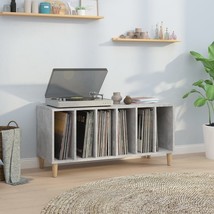 vidaXL Record Cabinet Concrete Gray Engineered wood, solid eucalyptus wood - $319.54