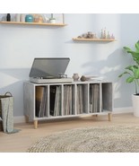 vidaXL Record Cabinet Concrete gray Engineered wood, solid eucalyptus wood - $385.28 CAD