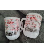 2 Fire King Anchor Hocking CB&#39;er Milk Glass Coffee Mugs C.B Radio Trucke... - $544.82 MXN