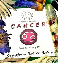 CANCER Zodiac Roller Bottle Crystal Set for Essential Oil Astrology Wicc... - $10.25