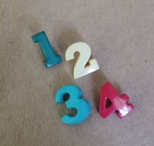 Vintage Novelty Multi-colored Numbers 4Count Button Set With Shanks Craf... - $4.90