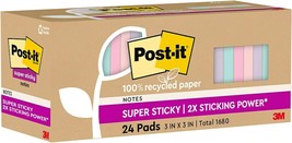 Post it Super Sticky Notes, 3 in x 3 in, 24 Pads, 70 Sheets/Pad, 2X the Stickin - £22.57 GBP