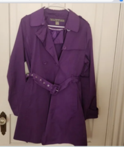 Kenneth Cole Reaction Purple Trench Coat Size L Water Resistant - £23.36 GBP