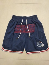 New York Giants Football Shorts Vintage with Pockets Blue Navy Stitched S-3XL - £40.01 GBP