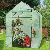 Mini Walk-In Greenhouse Outdoor Gardening Plant Green House 8 Shelves Portable - £79.41 GBP