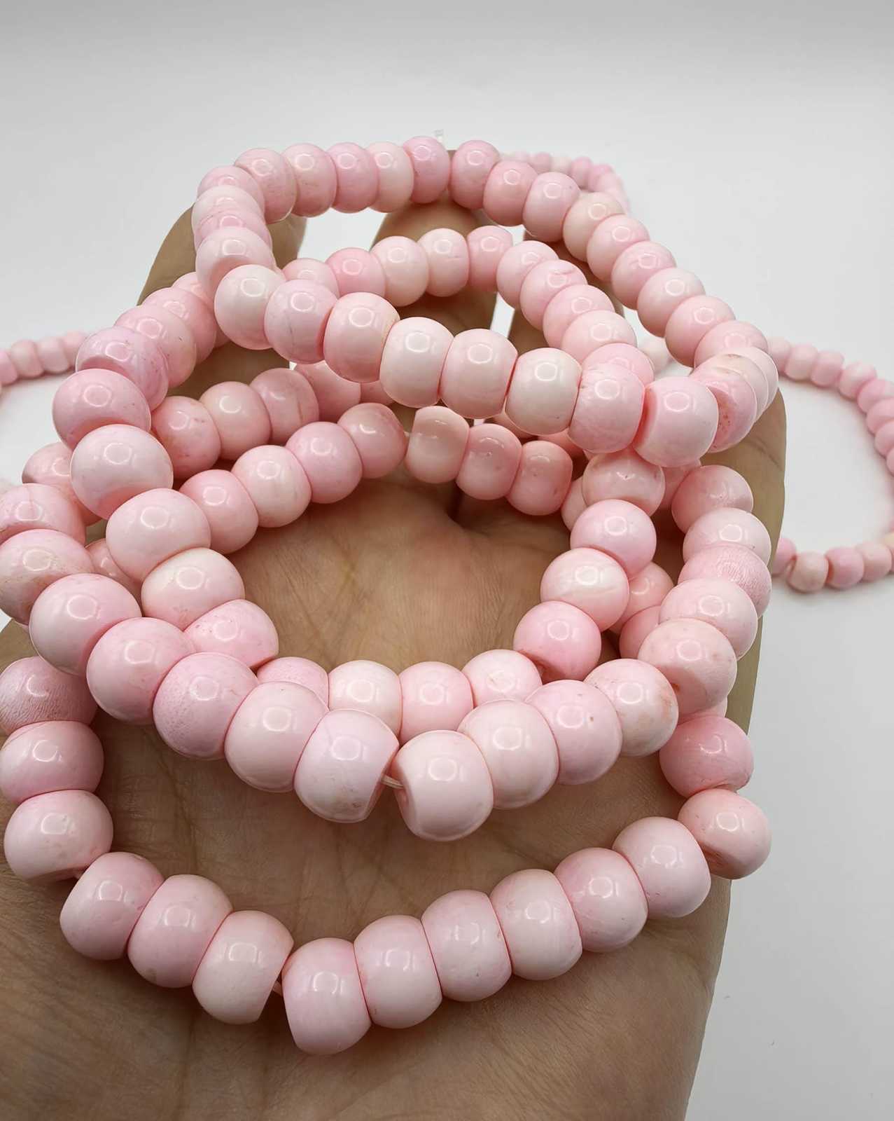 Queen Conch 8x10mm Shell barrel Beads bracelet 8inch - Pink Shell MOP Drum Beads