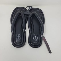 No Boundaries Women&#39;s Black Puffy Faux Leather Thong Flip Flop Sandals N... - £8.09 GBP