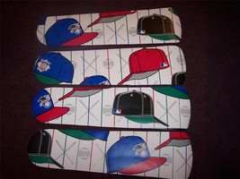 CUSTOM SPORTS ALL STAR BASEBALL LEAGUE TEAM CAPS / HATS CEILING FAN with... - $2,168.02 MXN