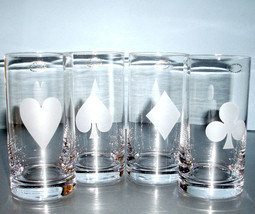 Kate Spade Gin Rummy Highball Set/4 Glasses Crystal Frosted Card Suit Lenox New - $114.90