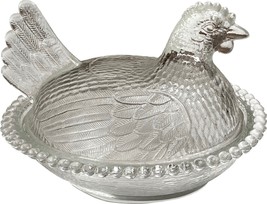 Vintage Colorless Indiana Glass Hen/Chicken on Nest Candy Lidded Dish - $19.99