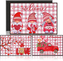 Ceenna 3 Pcs Valentine&#39;S Day Doormat Pink Heart Gnome Truck Welcome Door... - £11.18 GBP