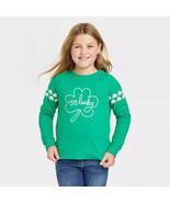 Cat & Jack Girl's Green 'So Lucky' Pullover Sweatshirt - Size: 2XL (16-18) - £10.10 GBP