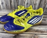 Adidas F5 F50 Youth Indoor Soccer Shoes Blue Yellow Q34764 - Size 4 - $9.74