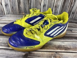 Adidas F5 F50 Youth Indoor Soccer Shoes Blue Yellow Q34764 - Size 4 - £7.78 GBP