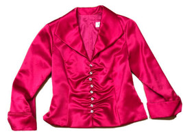 VTG J.R. Nites by Caliendo Hot Pink Evening Blouse Rhinestone Buttons Size 10 - £13.23 GBP