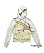 Y2K Zip Hoodie Arty Indie XS Vtg MOSSIMO Cotton Flower Sun Balloon Brass... - $25.69