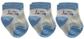 Jefferies Socks Baby Boys I Love Mommy Blue Crew Ankle Gift Announcement 3PK - £5.88 GBP
