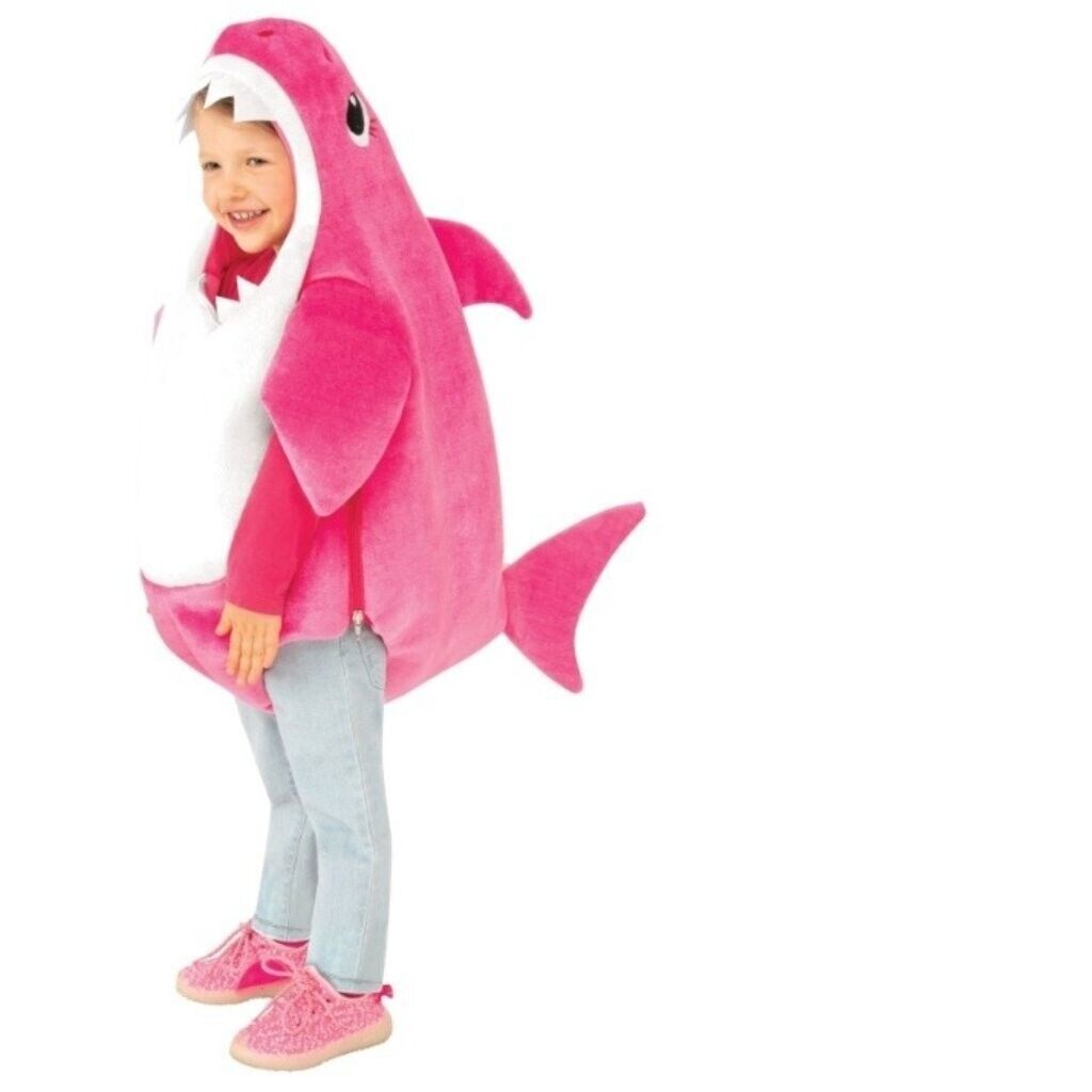 Baby Shark Mommy Halloween Costume Pink Hooded Romper Musical Toddler-12/24 mths
