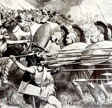 Alexander Victory Over Thracians 1913 Military Plate Print 2 Page Histor... - $39.99