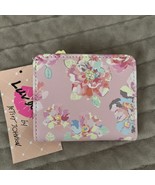 NWT BETSEY JOHNSON Ditsy Floral Wallet Pink &amp; Blue Money Vegan Leather -... - £19.49 GBP