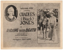 Riding With Death 1921 Title Lobby Card Texas Ranger Buck Jones &amp; Anita Calhoun - £137.04 GBP
