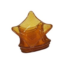 Set of 4 Amber Colored Glass Open Salt Cellar Trinket Sauce Dishes Bubbl... - £21.02 GBP