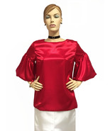 Women&#39;s Balloon Sleeve Poplin Tunic Blouse - $45.00