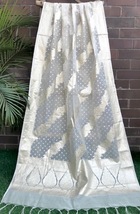 White Chanderi Cotton Silk Brocade Dupatta For Women, Banarasi Dupatta, DP005 - £20.47 GBP