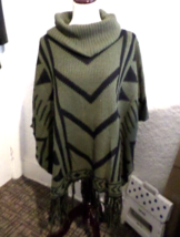 Allison Brittney Southwestern Print Cowl Neck Poncho Sweater Womens S/M - $24.75