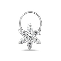 0.20Ct Round Cut Lab Created Diamond Flower Women Nose Pin 14K White Gol... - $69.62