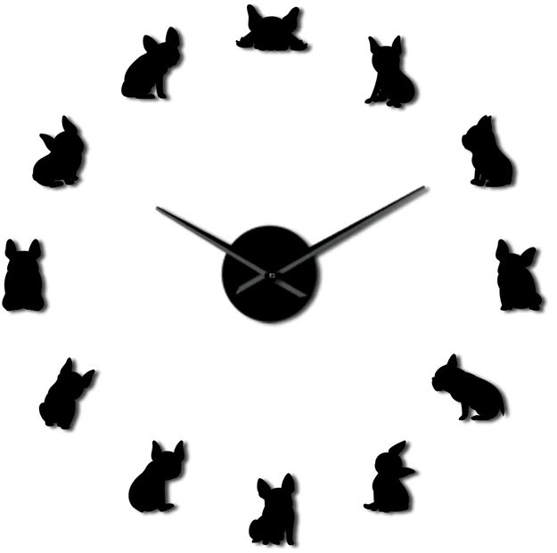 French Bulldog Pet Dog Giant Frameless DIY Wall Clock Home Room Decor - $22.99+
