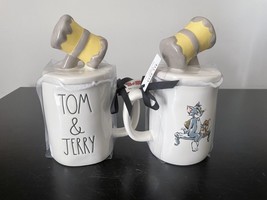 Rae Dunn Tom &amp; Jerry Mug With Hammer Topper Double Sided - £29.89 GBP