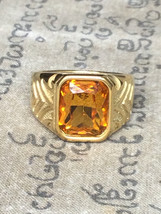 Magic Vintage Yellow Gemstone Gold 18K Ring GoodLuck Rich Top Thai Buddh... - $19.99