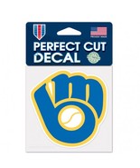 MLB Milwaukee Brewers Logo on 4&quot;x4&quot; Ultra Perfect Cut Decal Single WinCraft - £8.78 GBP