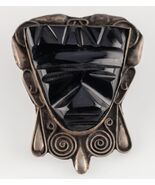 Vintage Azteca Maske In Schwarzem Onyx Eingesetzt In 900 Silber Brosche ... - $2,655.31 MXN