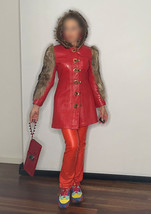 Vintage Orange Leather Fox Fur 1960s Coat Jacket, AMAZING, Offers welcome! - €983,55 EUR