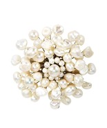 Freshwater White Pearls Retro Floral Pin-Brooch - £23.98 GBP