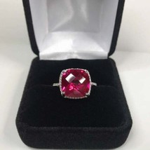 925 Argent Sterling Naturel Certifié 6Ct Ruby&amp;cubic Zircon Octogone Forme Bague - £58.26 GBP+