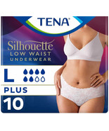 TENA Silhouette Incontinence Pants Plus Low Waist White Large x 10 - $195.58 MXN