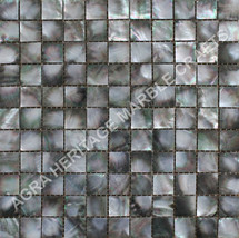 24&quot; Black Mother of Pearl Mosaic Cubes Design Inlay Marble Coffee Table Top E271 - £817.38 GBP