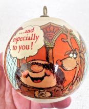 Vintage 1982 Monk Deer Joy to the World Satin Ball Christmas Ornament 2 ... - $8.42