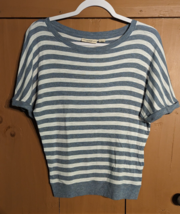 Christian Siriano Blue Gray Striped Short Sleeve Cotton Shirt Women&#39;s XS - $14.50