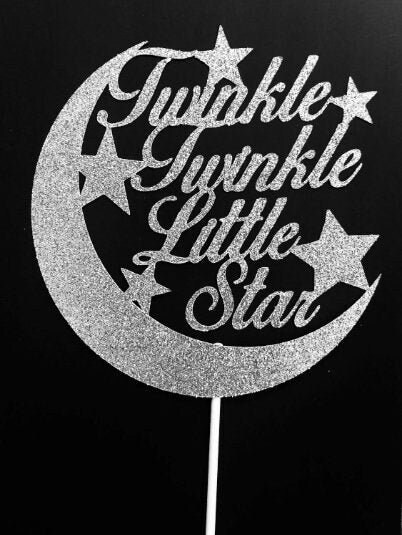 Silver Twinkle Twinkle Little Star Cake Topper | Customize Cake Topper |... - $7.00