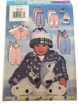 Butterick Sewing Pattern 5092 Baby Jacket Jumpsuit Pants Hat Winter Outfit Easy - £3.92 GBP