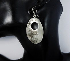 Dangle Tribal Oval Earrings, Large Flora Earrings, Silver Earrings | Sup Silver - £47.10 GBP