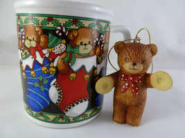 Enesco Lucy &amp; Me Teddy Christmas Mug Bears n Christmas Stockings + bear ornament - $15.24